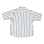 HENNRY GRETHEL Mens Blue & White Striped Shirt XL Cotton Blend Casual Summer