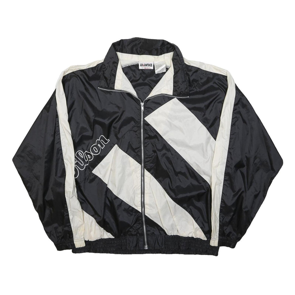 WILSON Mens Black & Cream Zip Jacket L Polyester Colourblock Sports Casual