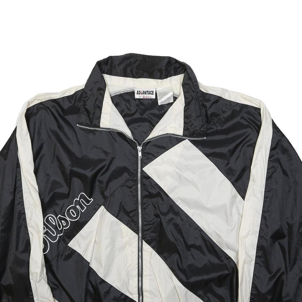 WILSON Mens Black & Cream Zip Jacket L Polyester Colourblock Sports Casual