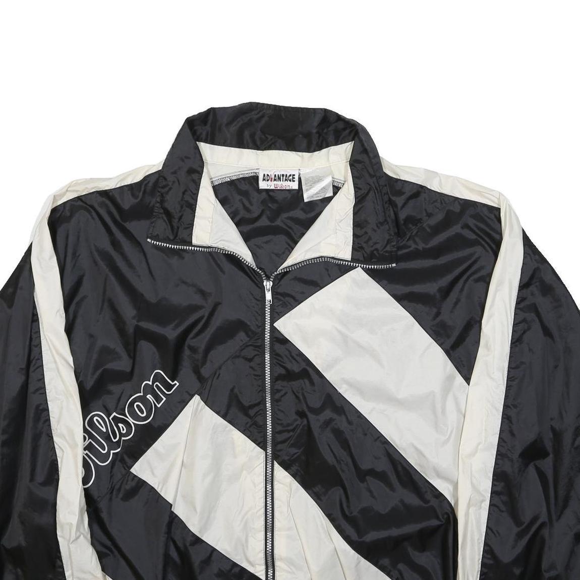 WILSON Mens Black & Cream Zip Jacket L Polyester Colourblock Sports Casual