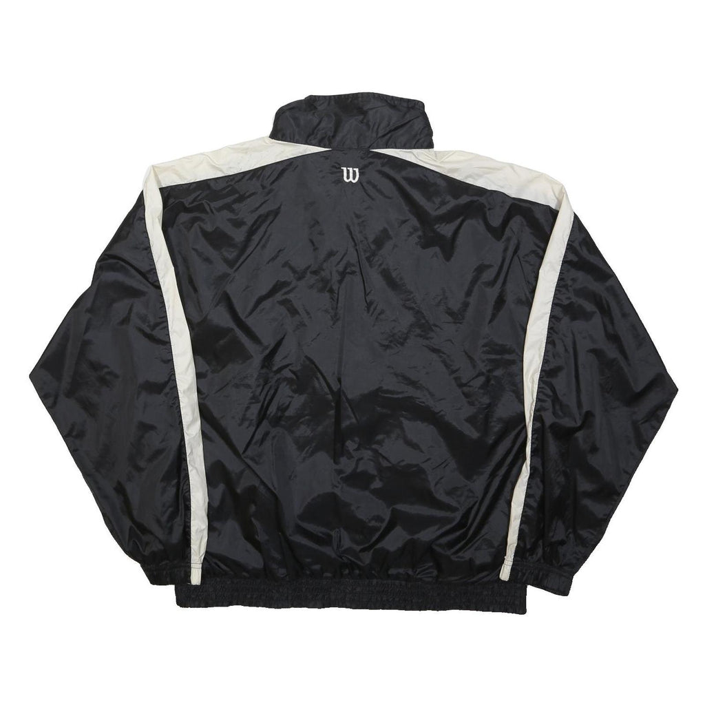 WILSON Mens Black & Cream Zip Jacket L Polyester Colourblock Sports Casual