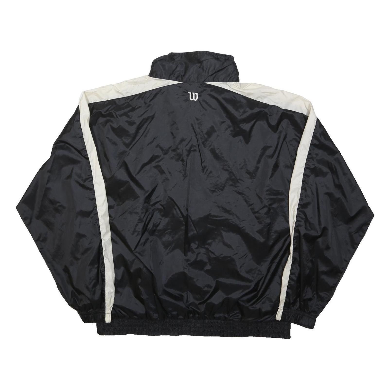 WILSON Mens Black & Cream Zip Jacket L Polyester Colourblock Sports Casual