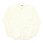 HI-STYLE Mens Cream Satin Shirt L Classic Long Sleeve Button Down Relaxed Fit