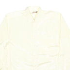 HI-STYLE Mens Cream Satin Shirt L Classic Long Sleeve Button Down Relaxed Fit