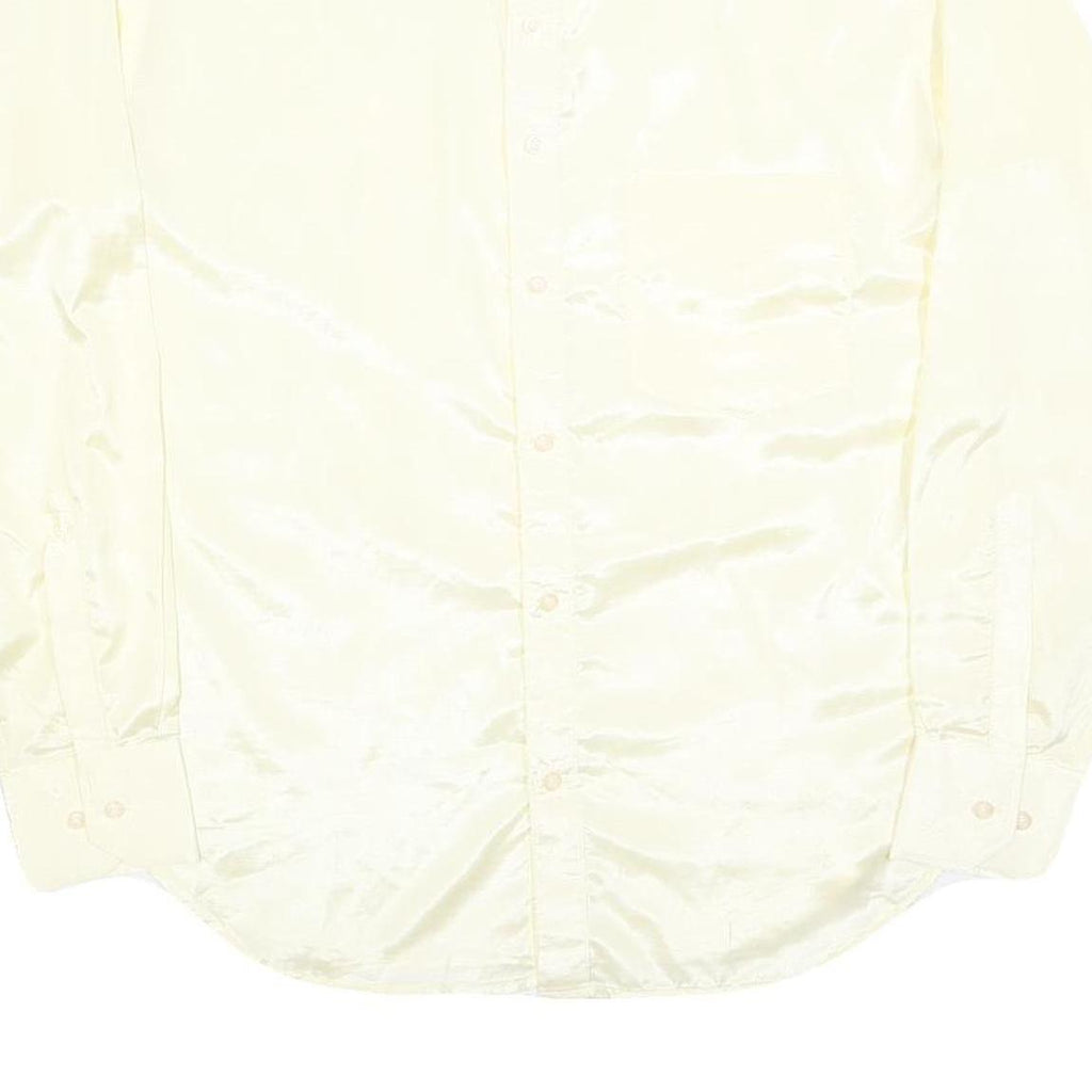 HI-STYLE Mens Cream Satin Shirt L Classic Long Sleeve Button Down Relaxed Fit