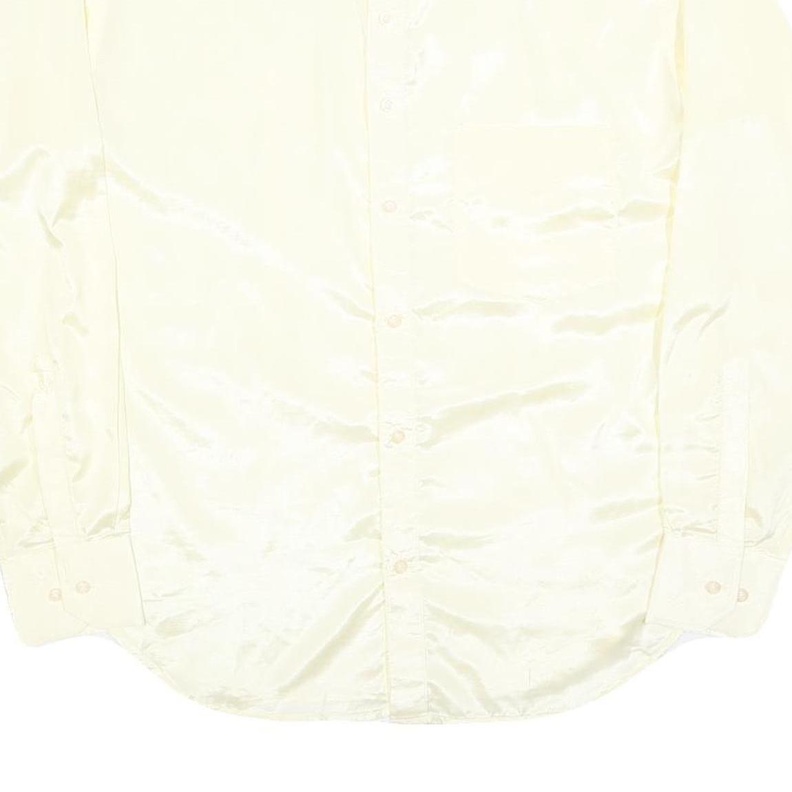 HI-STYLE Mens Cream Satin Shirt L Classic Long Sleeve Button Down Relaxed Fit