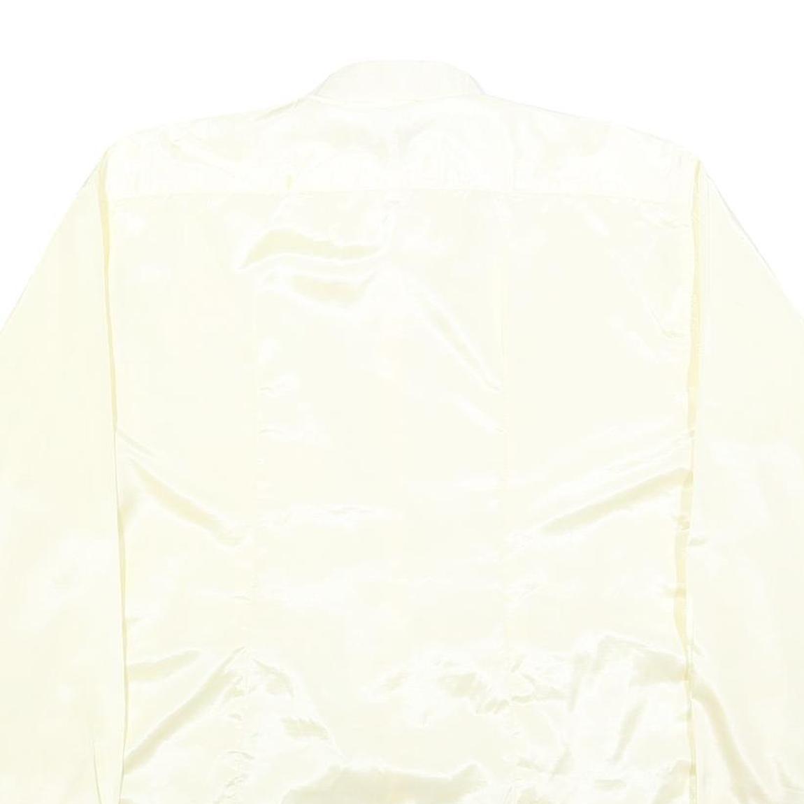 HI-STYLE Mens Cream Satin Shirt L Classic Long Sleeve Button Down Relaxed Fit