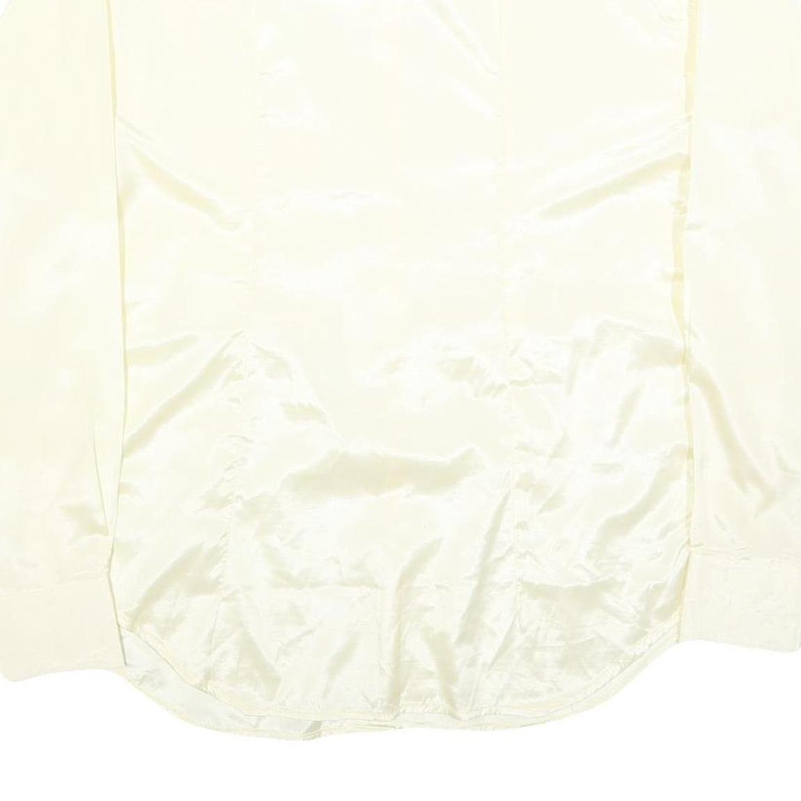 HI-STYLE Mens Cream Satin Shirt L Classic Long Sleeve Button Down Relaxed Fit