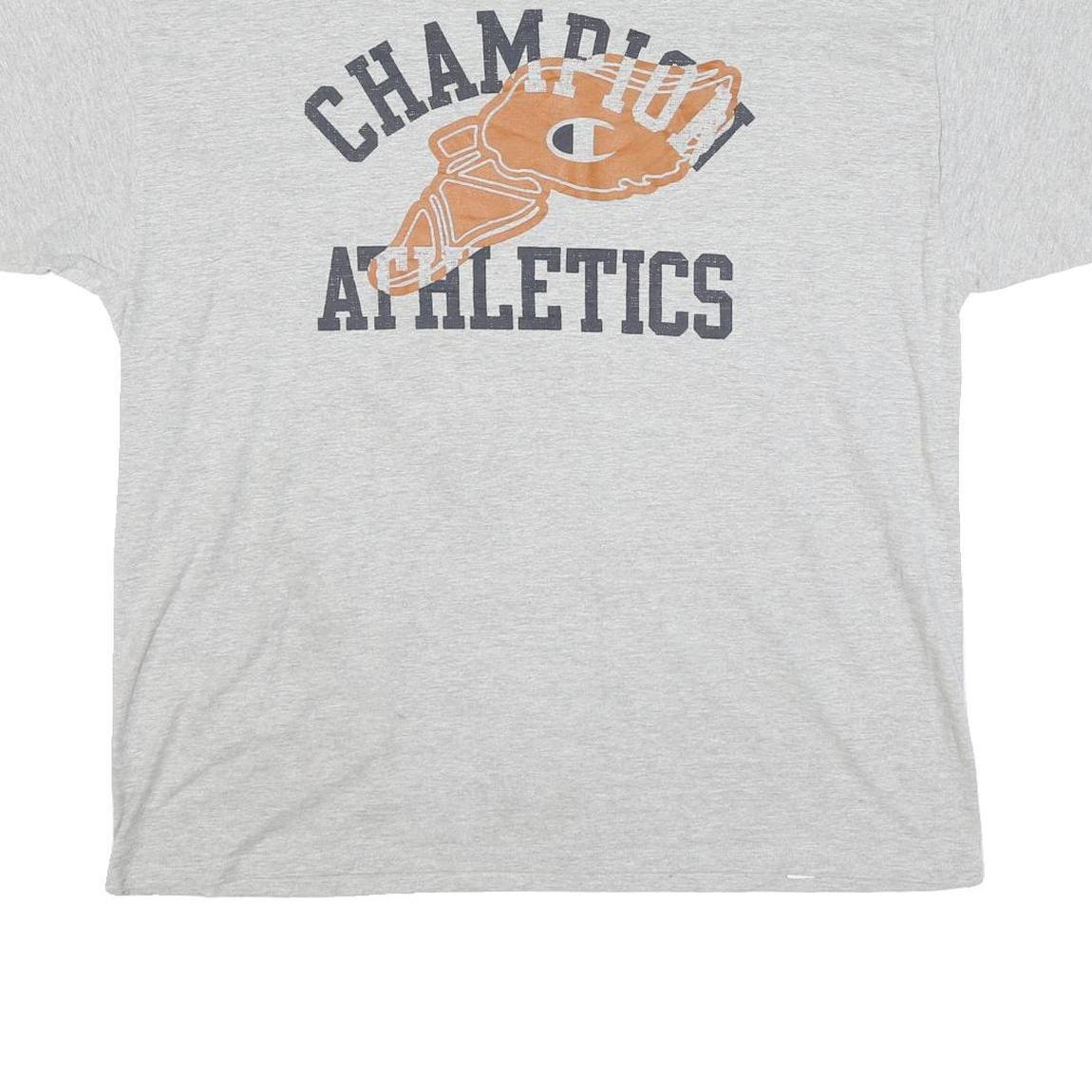 CHAMPION Mens Grey Graphic T-Shirt 2XL Short Sleeve Crew Neck Cotton Blend