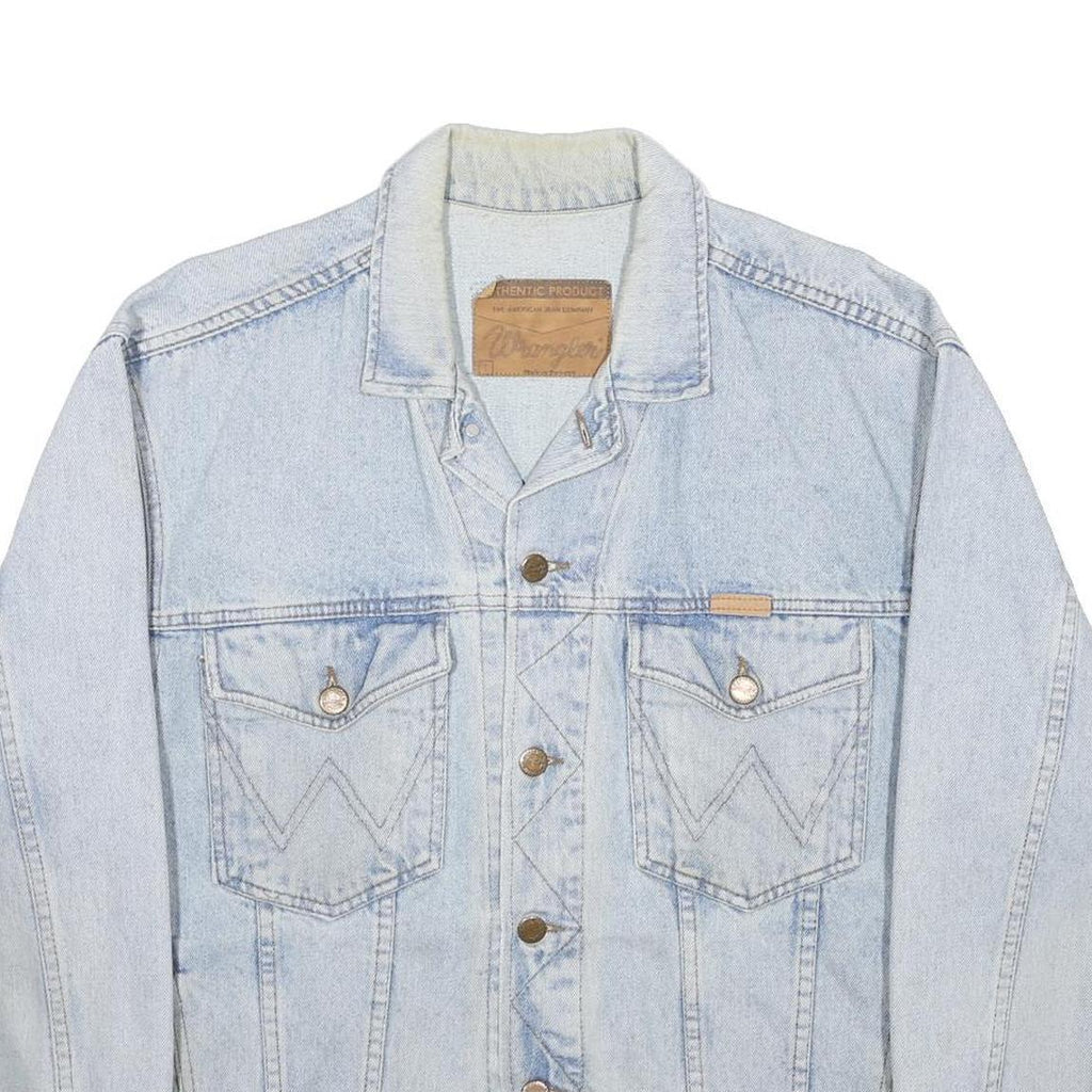 WRANGLER Mens Blue Denim Jacket L Cotton Classic Button Closure Western Style