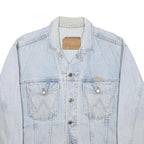 WRANGLER Mens Blue Denim Jacket L Cotton Classic Button Closure Western Style
