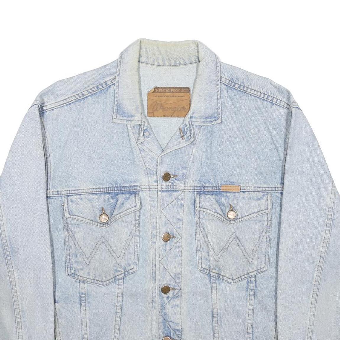 WRANGLER Mens Blue Denim Jacket L Cotton Classic Button Closure Western Style