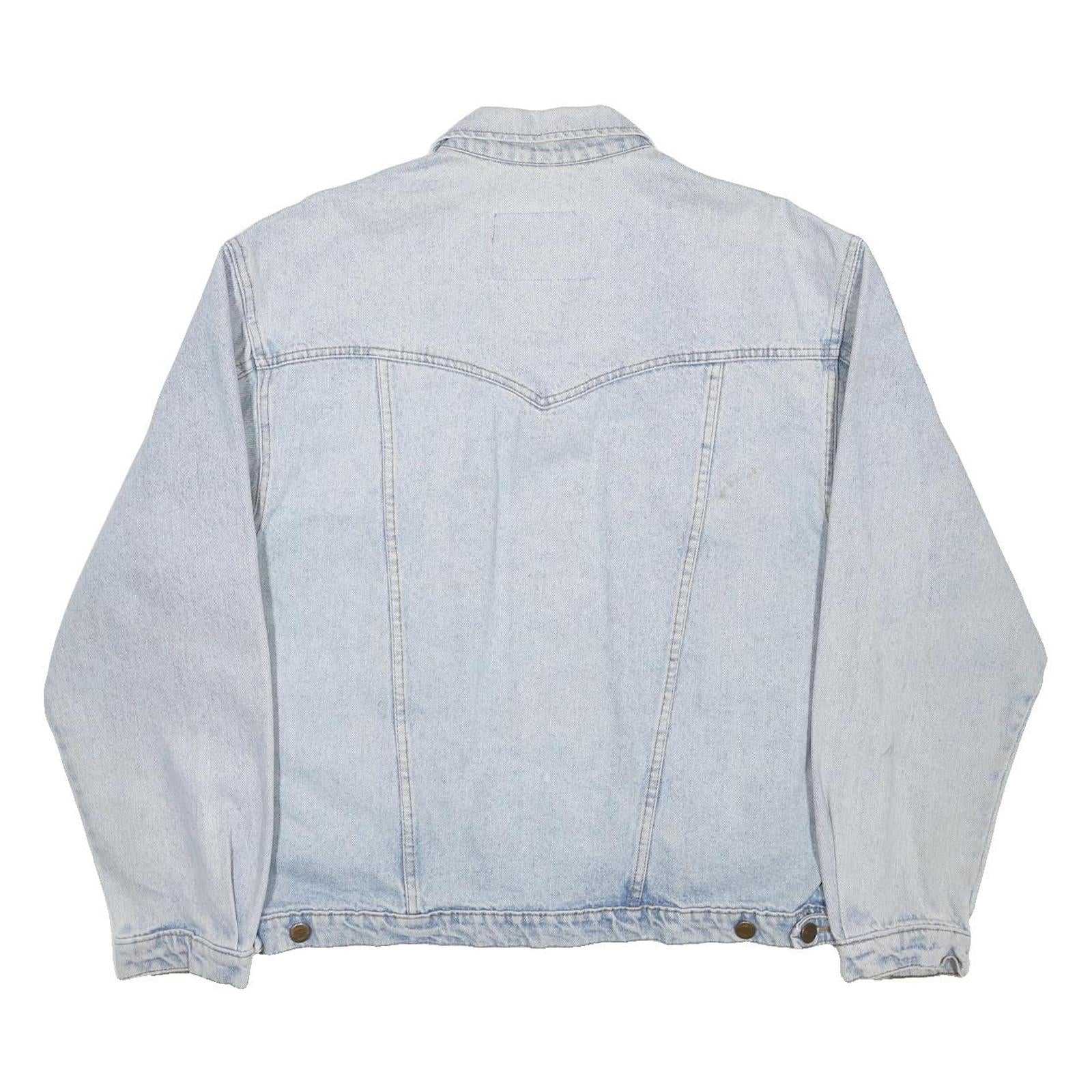 WRANGLER Mens Blue Denim Jacket L Cotton Classic Button Closure Western Style