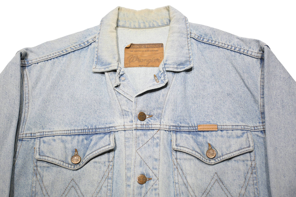 WRANGLER Mens Blue Denim Jacket L Cotton Classic Button Closure Western Style