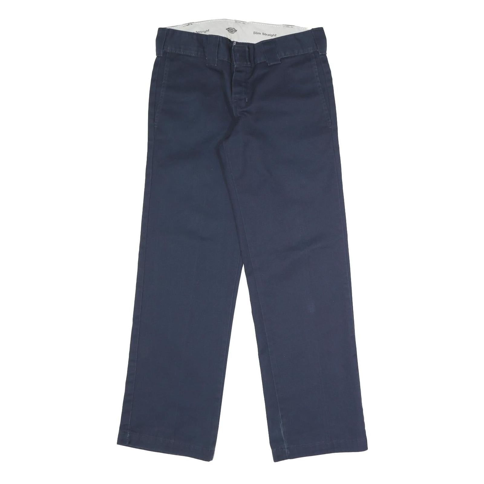 DICKIES Mens Cotton Blend Navy Regular Straight Trousers W30 L29 Workwear