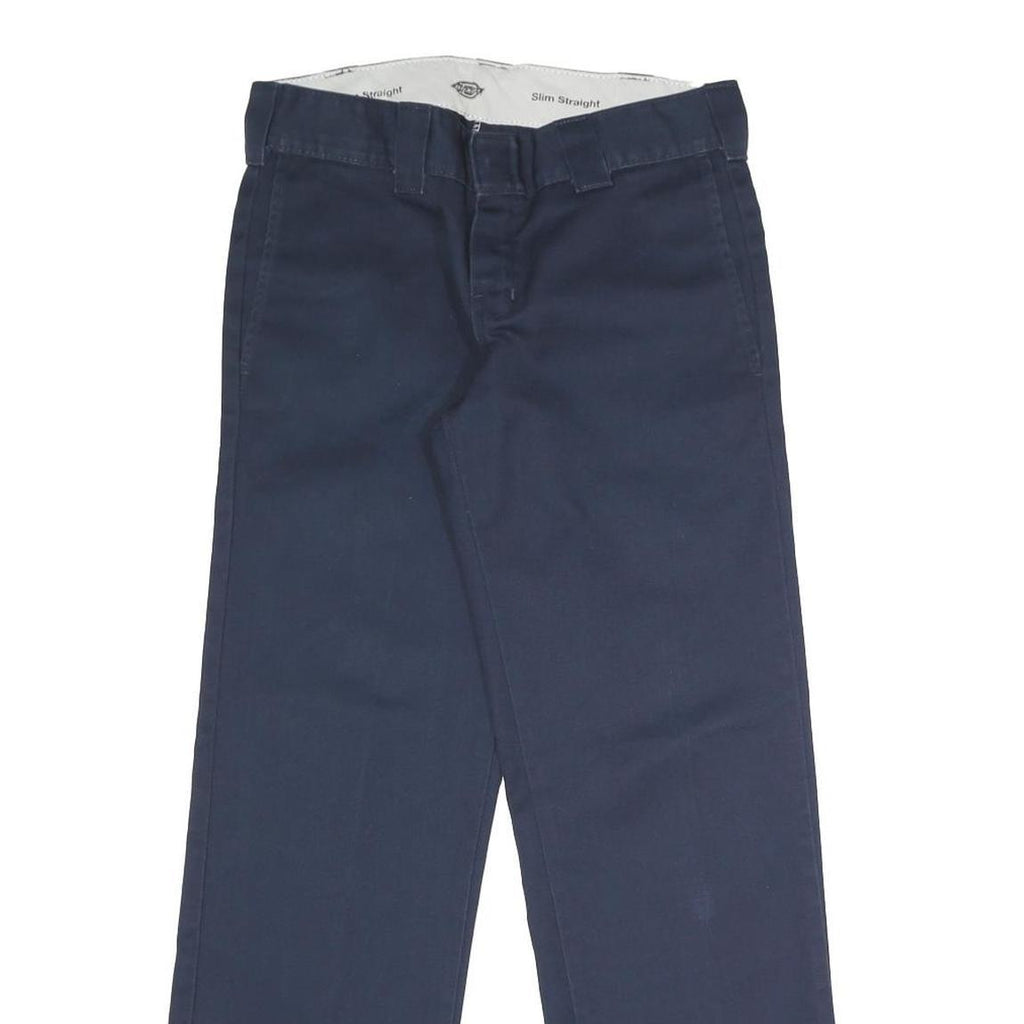 DICKIES Mens Cotton Blend Navy Regular Straight Trousers W30 L29 Workwear