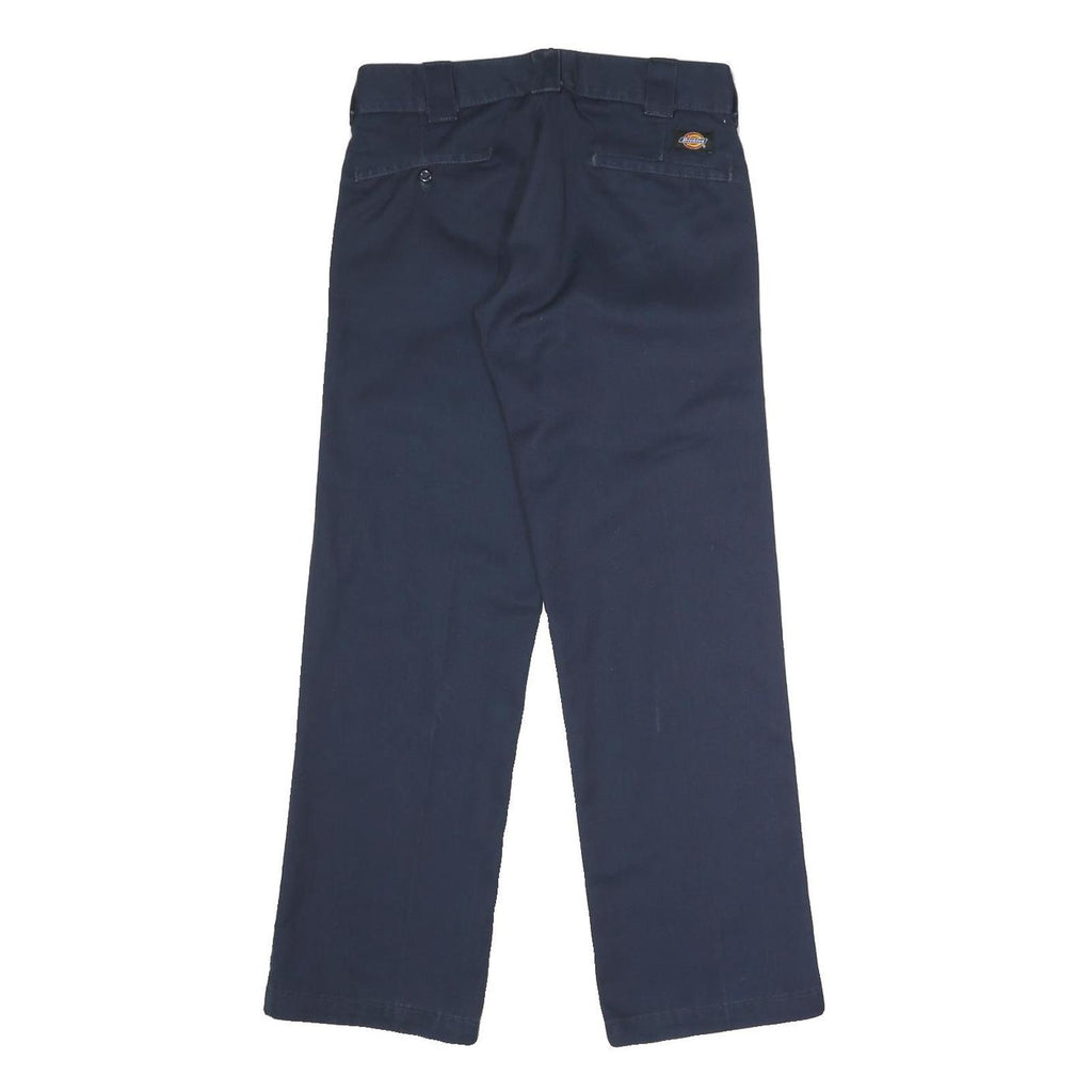 DICKIES Mens Cotton Blend Navy Regular Straight Trousers W30 L29 Workwear