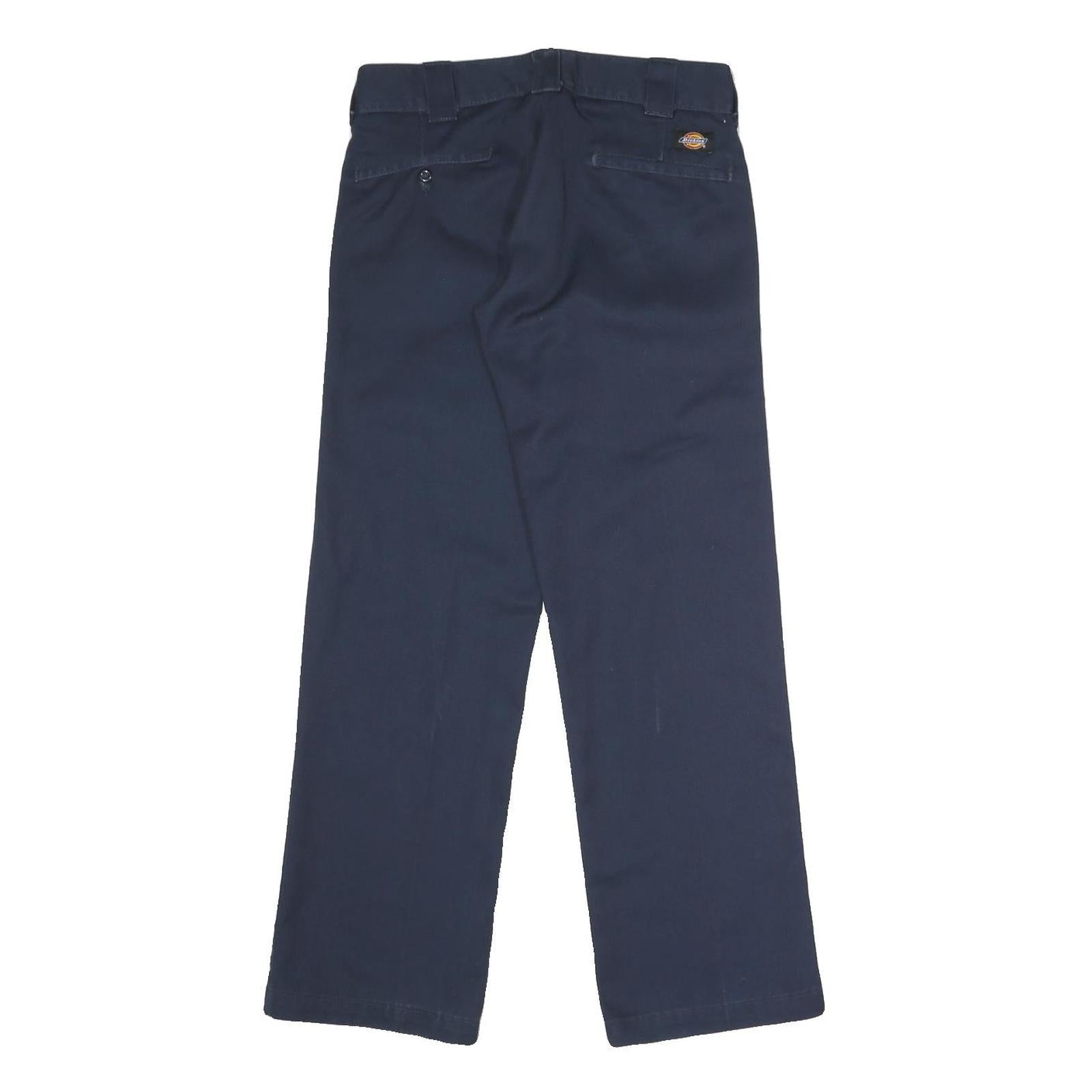 DICKIES Mens Cotton Blend Navy Regular Straight Trousers W30 L29 Workwear