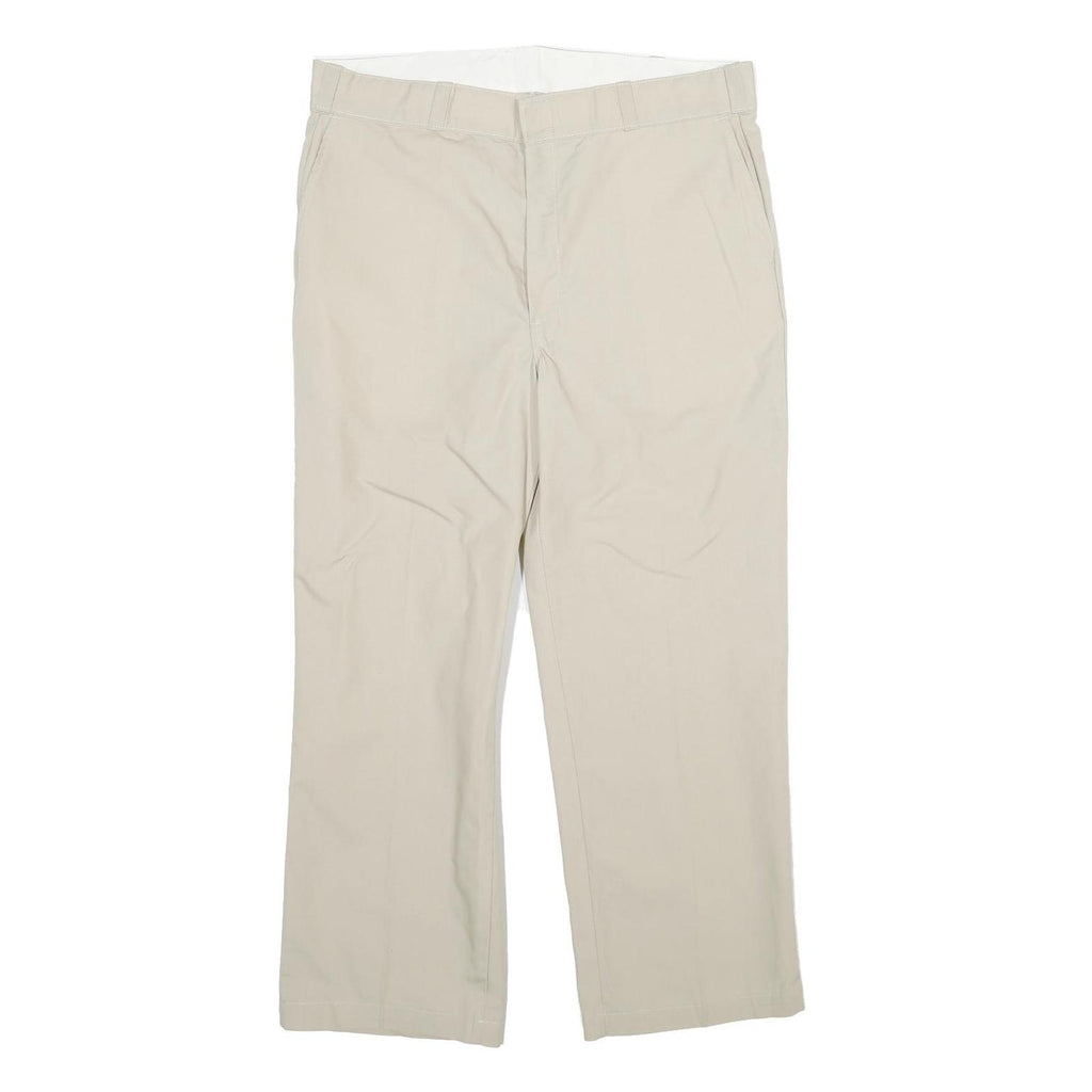 DICKIES Mens Regular Fit Beige Polyester Blend Trousers W36 L28 Workwear Casual