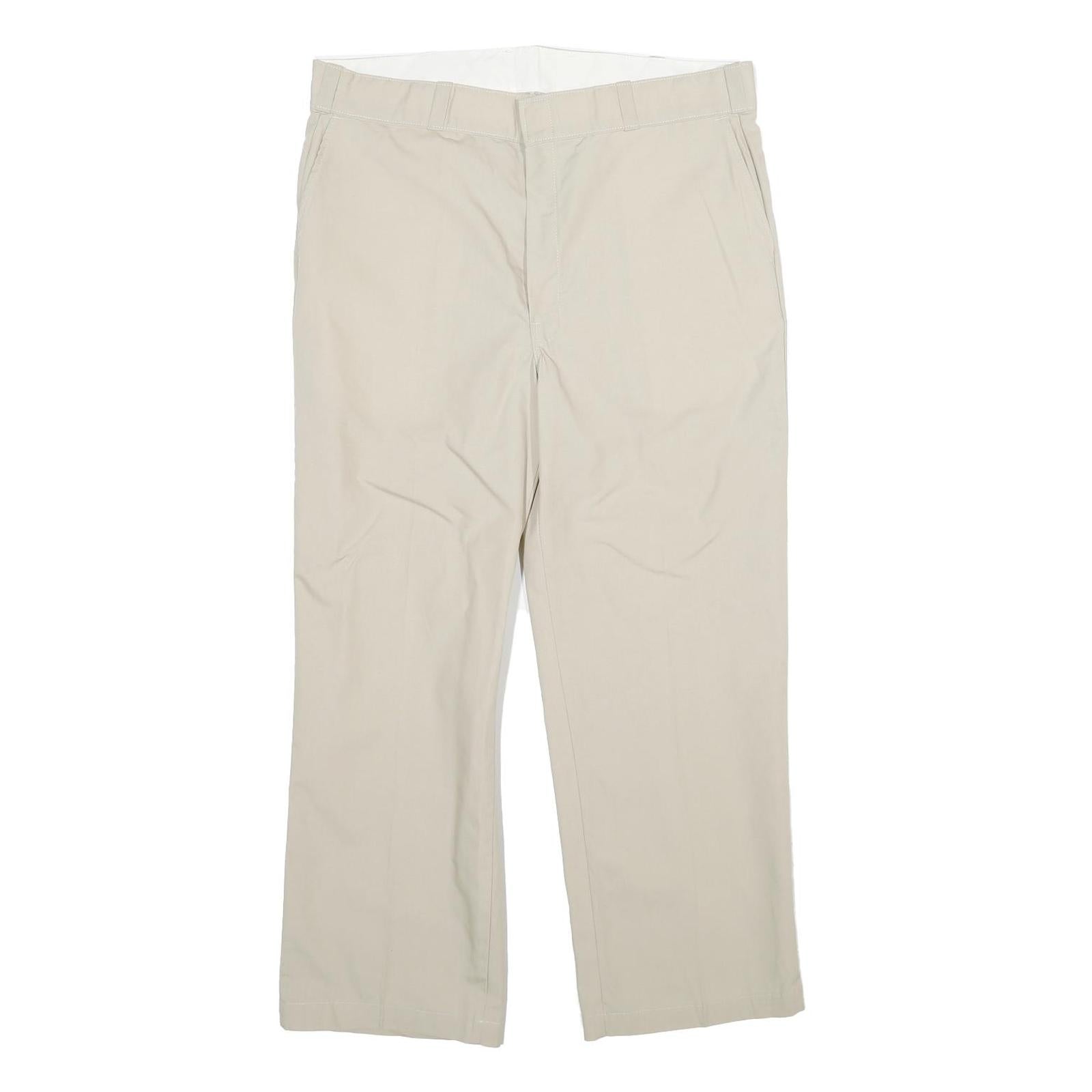 DICKIES Mens Regular Fit Beige Polyester Blend Trousers W36 L28 Workwear Casual