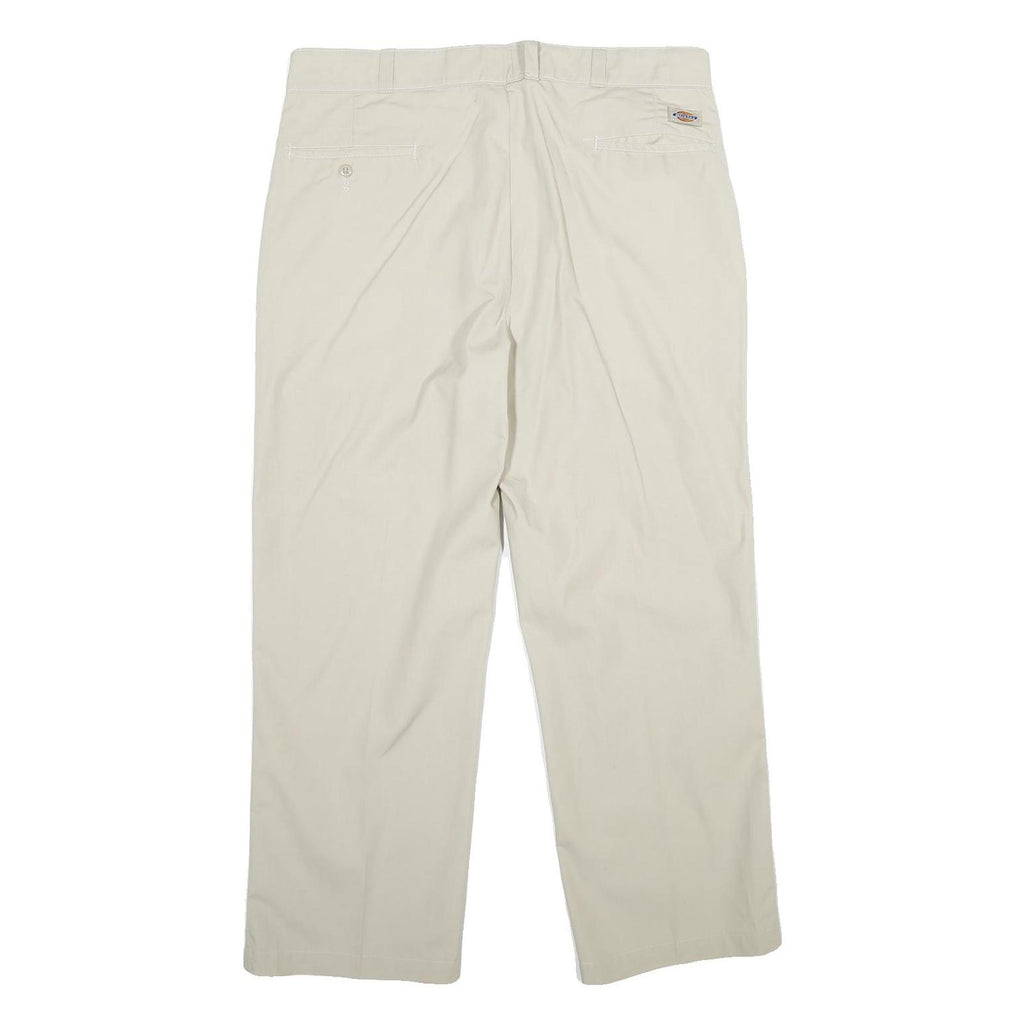 DICKIES Mens Regular Fit Beige Polyester Blend Trousers W36 L28 Workwear Casual