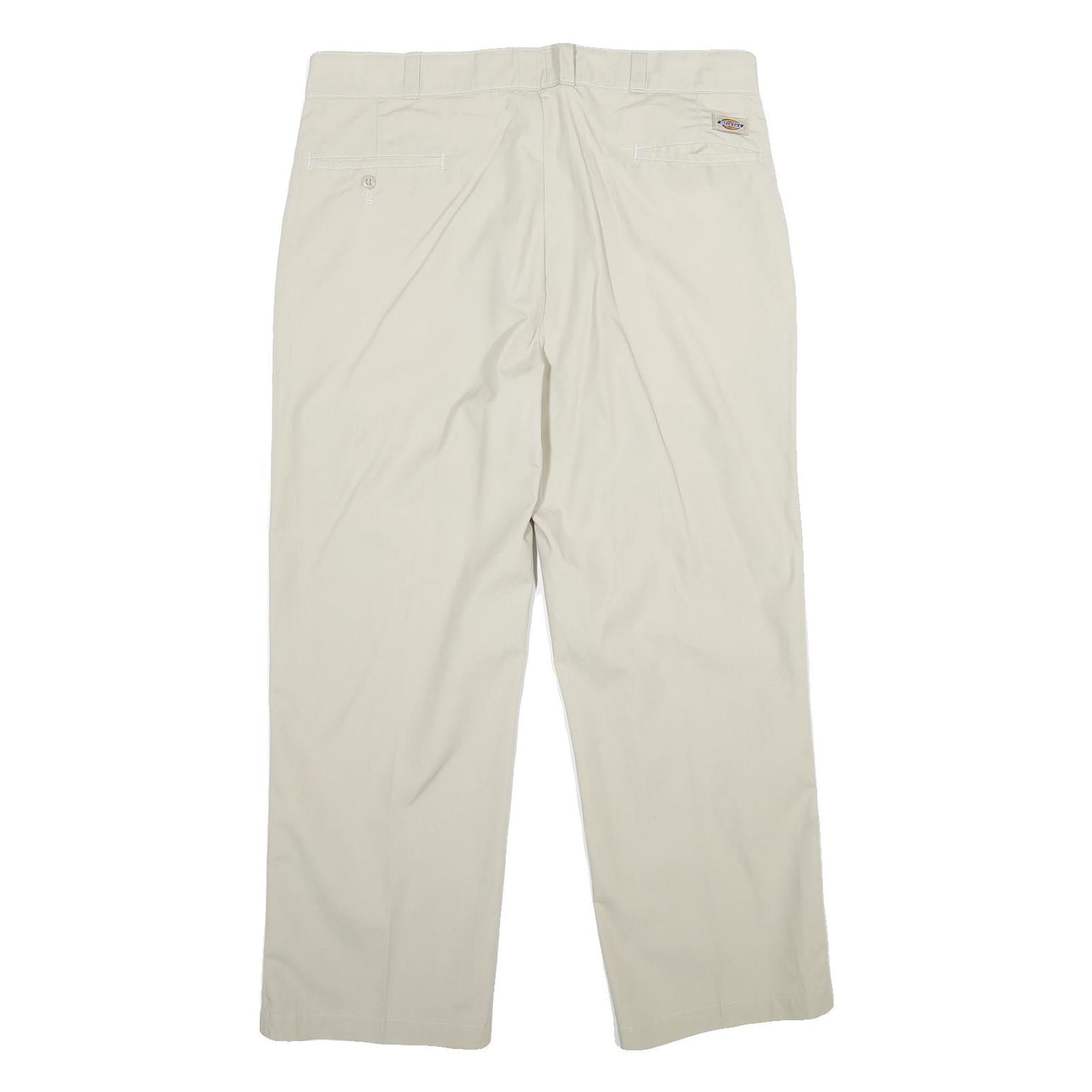 DICKIES Mens Regular Fit Beige Polyester Blend Trousers W36 L28 Workwear Casual