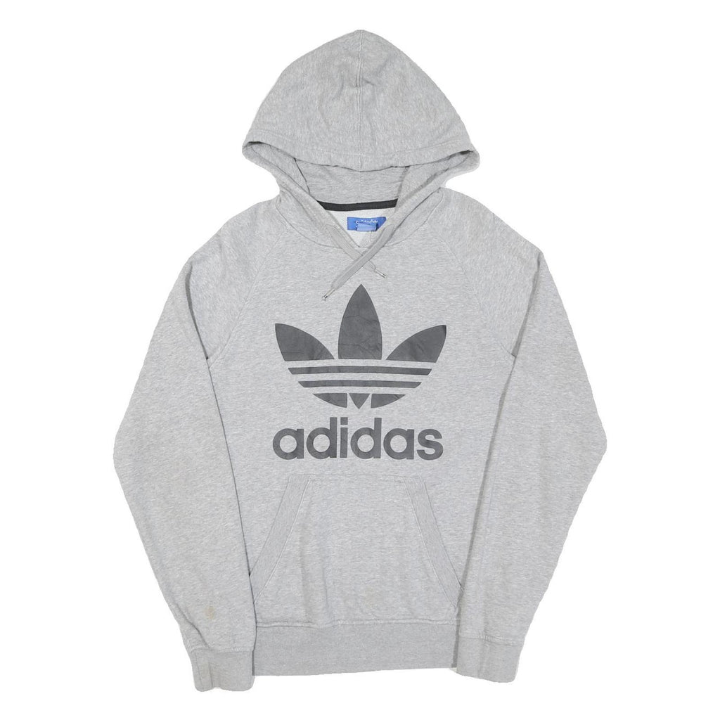 ADIDAS Mens Grey Hoodie S Cotton Pullover Logo Sweatshirt Lightweight