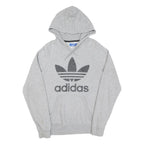 ADIDAS Mens Grey Hoodie S Cotton Pullover Logo Sweatshirt Lightweight