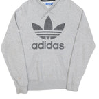 ADIDAS Mens Grey Hoodie S Cotton Pullover Logo Sweatshirt Lightweight