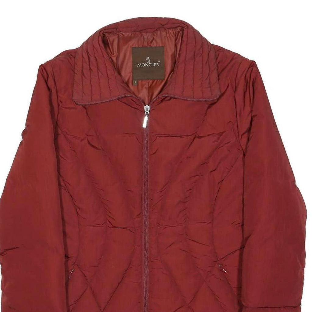 MONCLER Womens Red Slim Jacket S Polyamide Plain Zip Coat Lightweight
