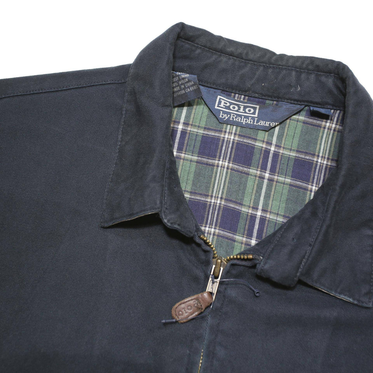 POLO RALPH LAUREN Mens Navy Blue Classic Cotton Blend Jacket L Zip Plain
