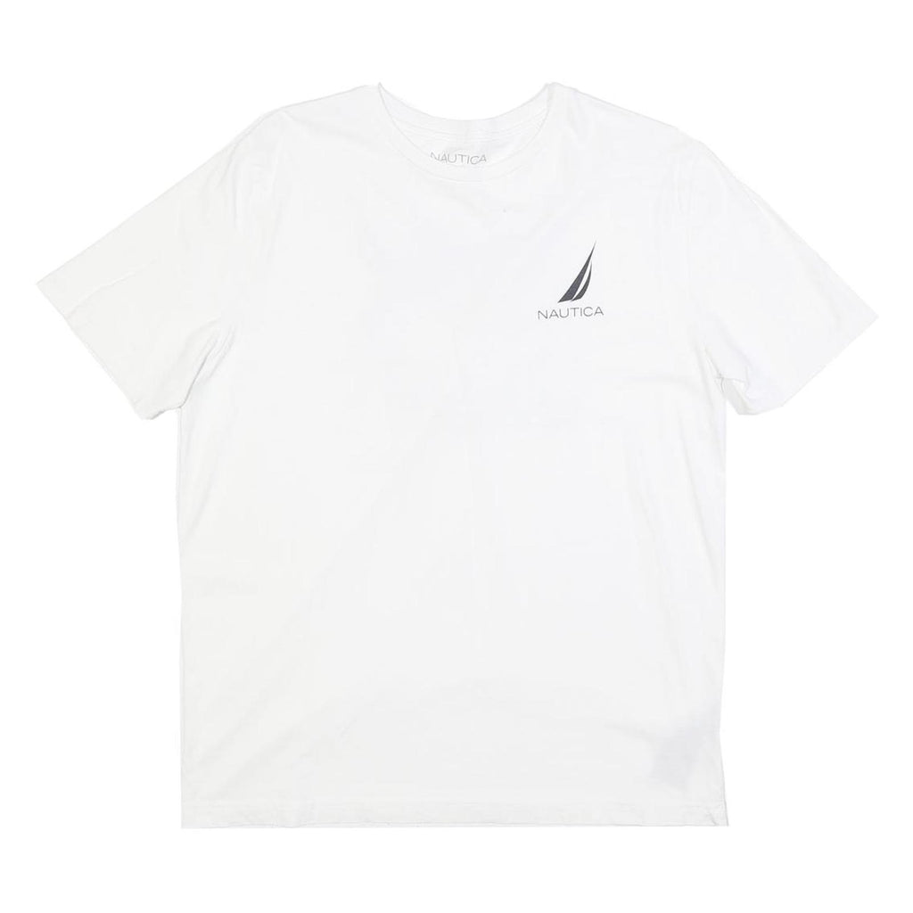 NAUTICA Mens White Graphic T-Shirt M Short Sleeve Crew Neck Cotton Blend Casual