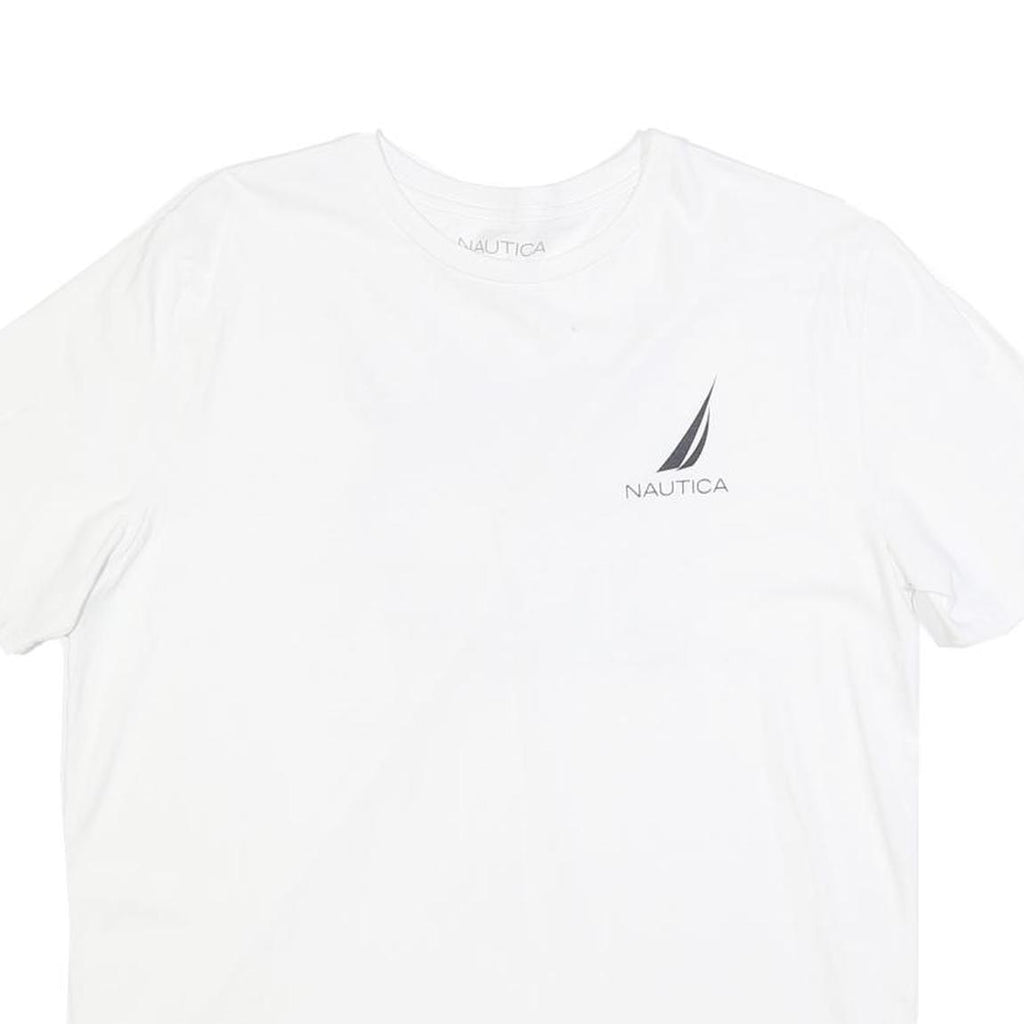 NAUTICA Mens White Graphic T-Shirt M Short Sleeve Crew Neck Cotton Blend Casual