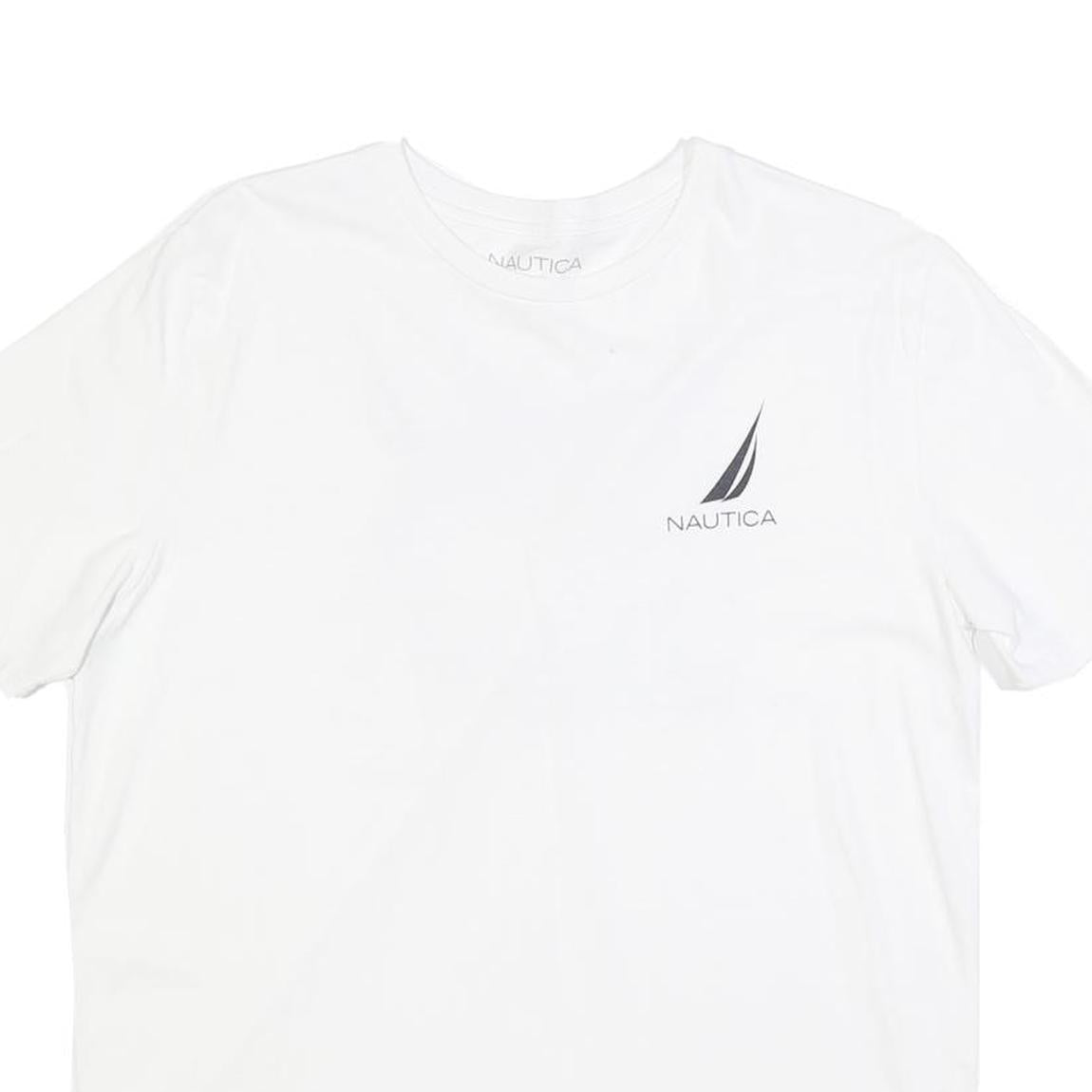 NAUTICA Mens White Graphic T-Shirt M Short Sleeve Crew Neck Cotton Blend Casual