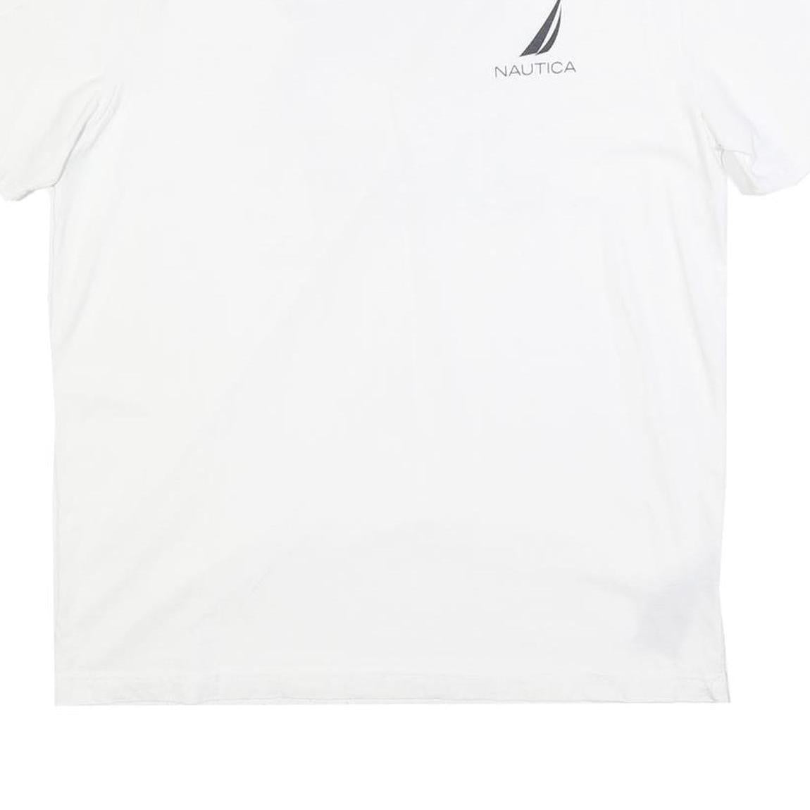 NAUTICA Mens White Graphic T-Shirt M Short Sleeve Crew Neck Cotton Blend Casual