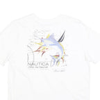 NAUTICA Mens White Graphic T-Shirt M Short Sleeve Crew Neck Cotton Blend Casual