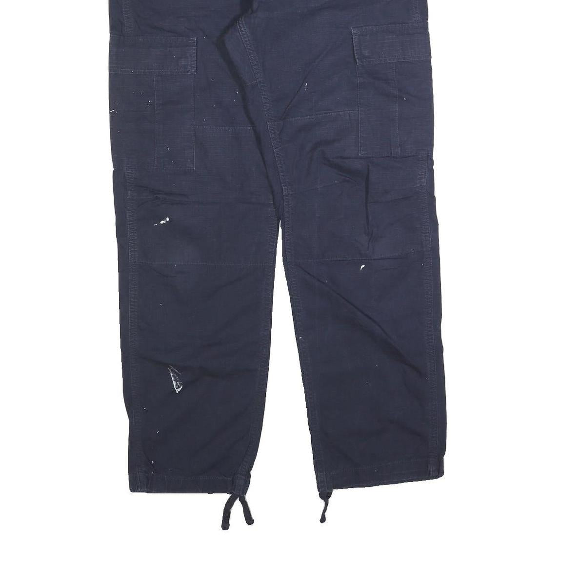 CARHARTT Mens Cotton Blend Navy Regular Straight Trousers W36 L32 Utility