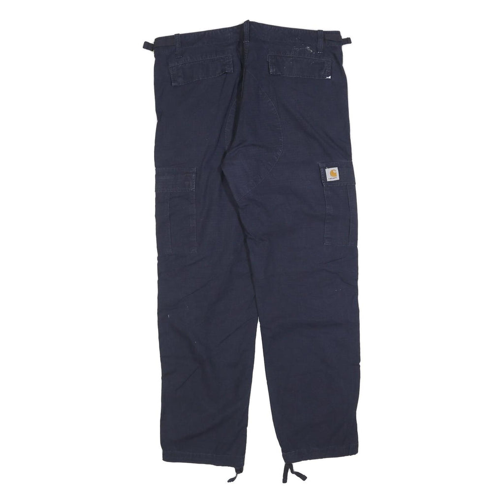 CARHARTT Mens Cotton Blend Navy Regular Straight Trousers W36 L32 Utility