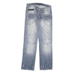 CIPO AND BAXX Mens Jeans Blue Regular Straight Denim Light W32 L34 Distressed