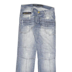 CIPO AND BAXX Mens Jeans Blue Regular Straight Denim Light W32 L34 Distressed
