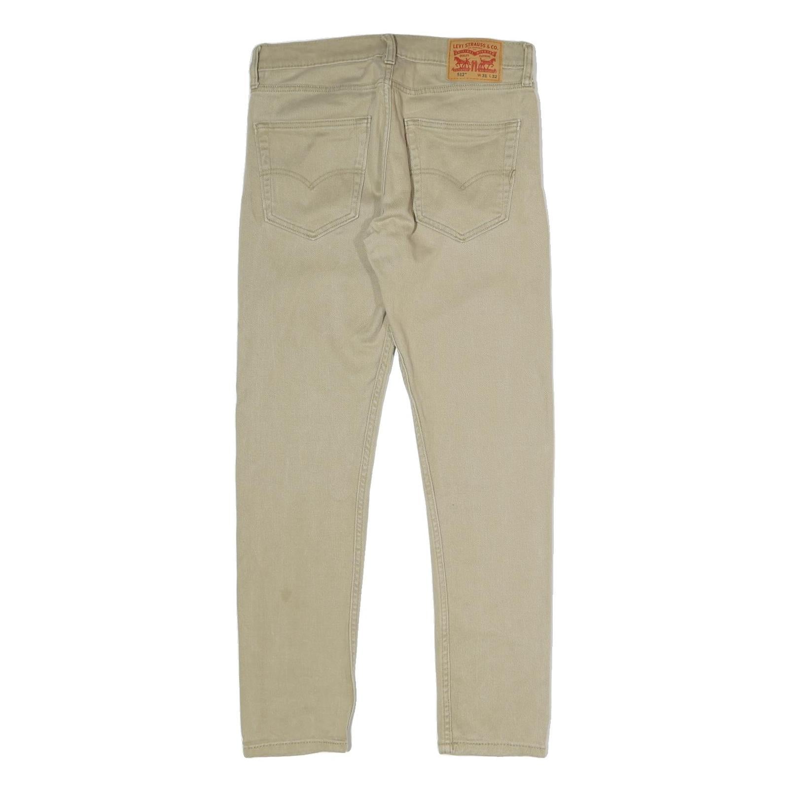 LEVI'S 512 Mens Slim Skinny Jeans Cotton Blend Beige W31 L32 Zip Fastening