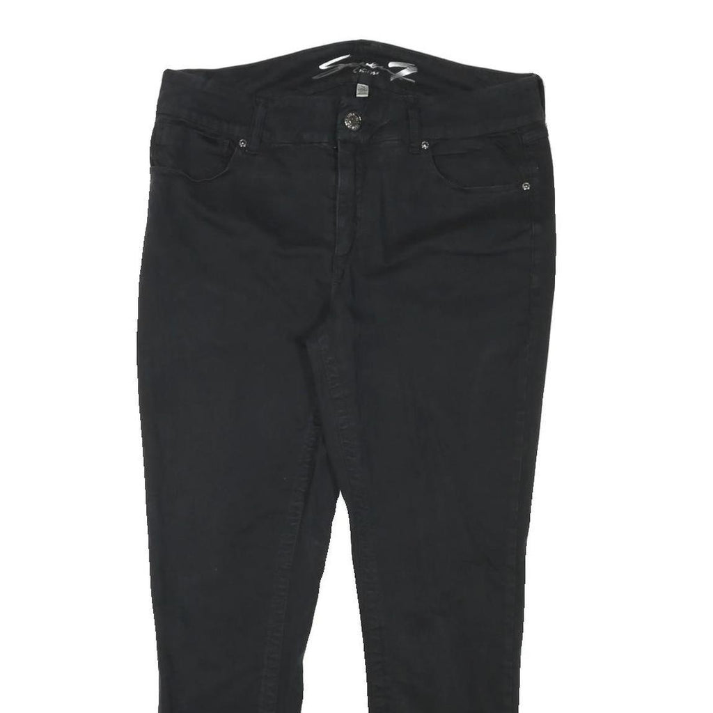 SEVEN7 Womens Black Slim Slim Leg Trousers W34 L28 Zip Cotton Blend Stylish