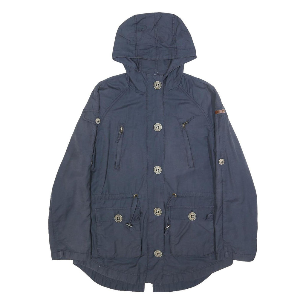 DIESEL Womens Blue Cotton Blend Hooded Button Jacket M Casual Functional