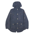 DIESEL Womens Blue Cotton Blend Hooded Button Jacket M Casual Functional