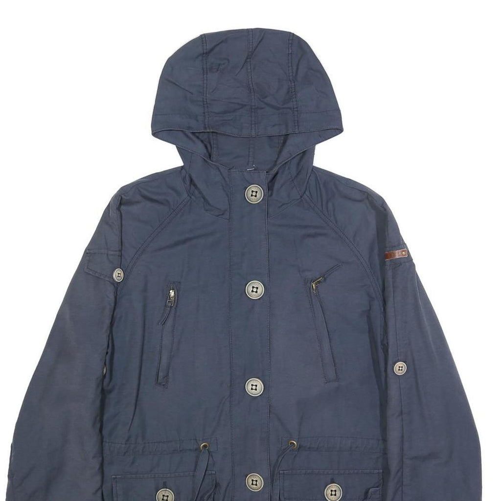 DIESEL Womens Blue Cotton Blend Hooded Button Jacket M Casual Functional