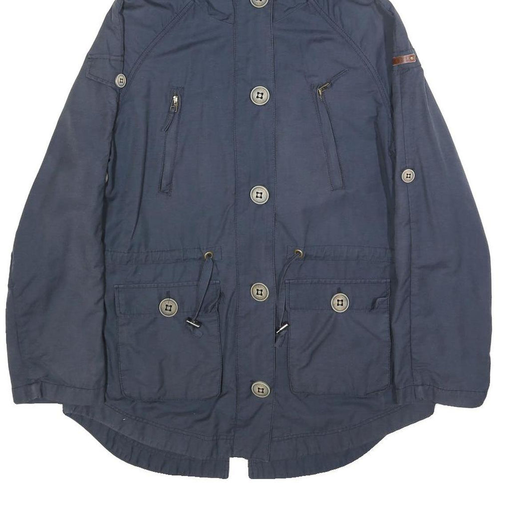 DIESEL Womens Blue Cotton Blend Hooded Button Jacket M Casual Functional