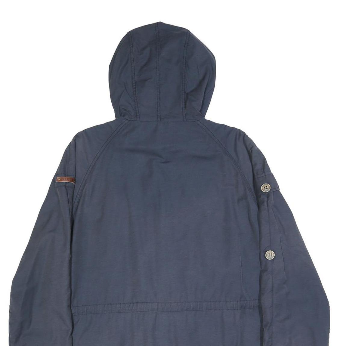 DIESEL Womens Blue Cotton Blend Hooded Button Jacket M Casual Functional