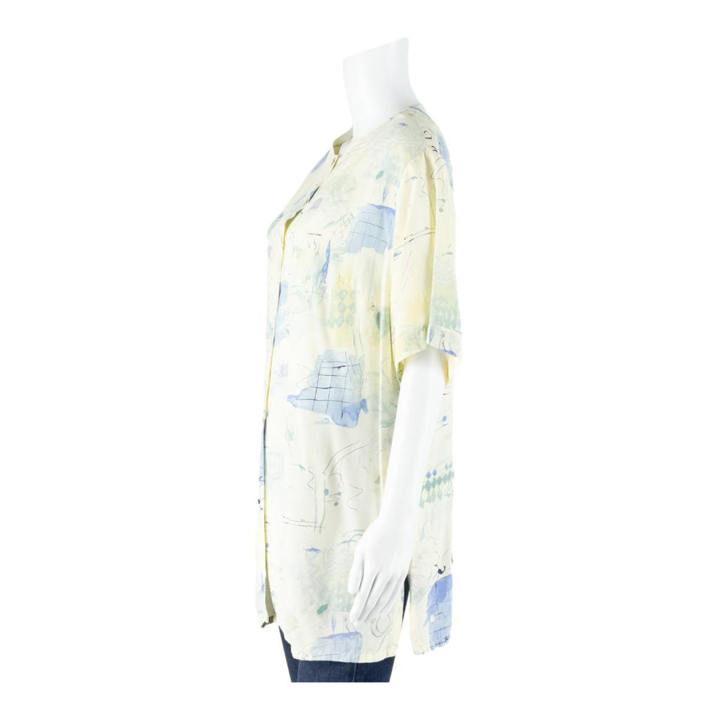 Womens Printed Blouse Cream 90s Crazy Pattern L