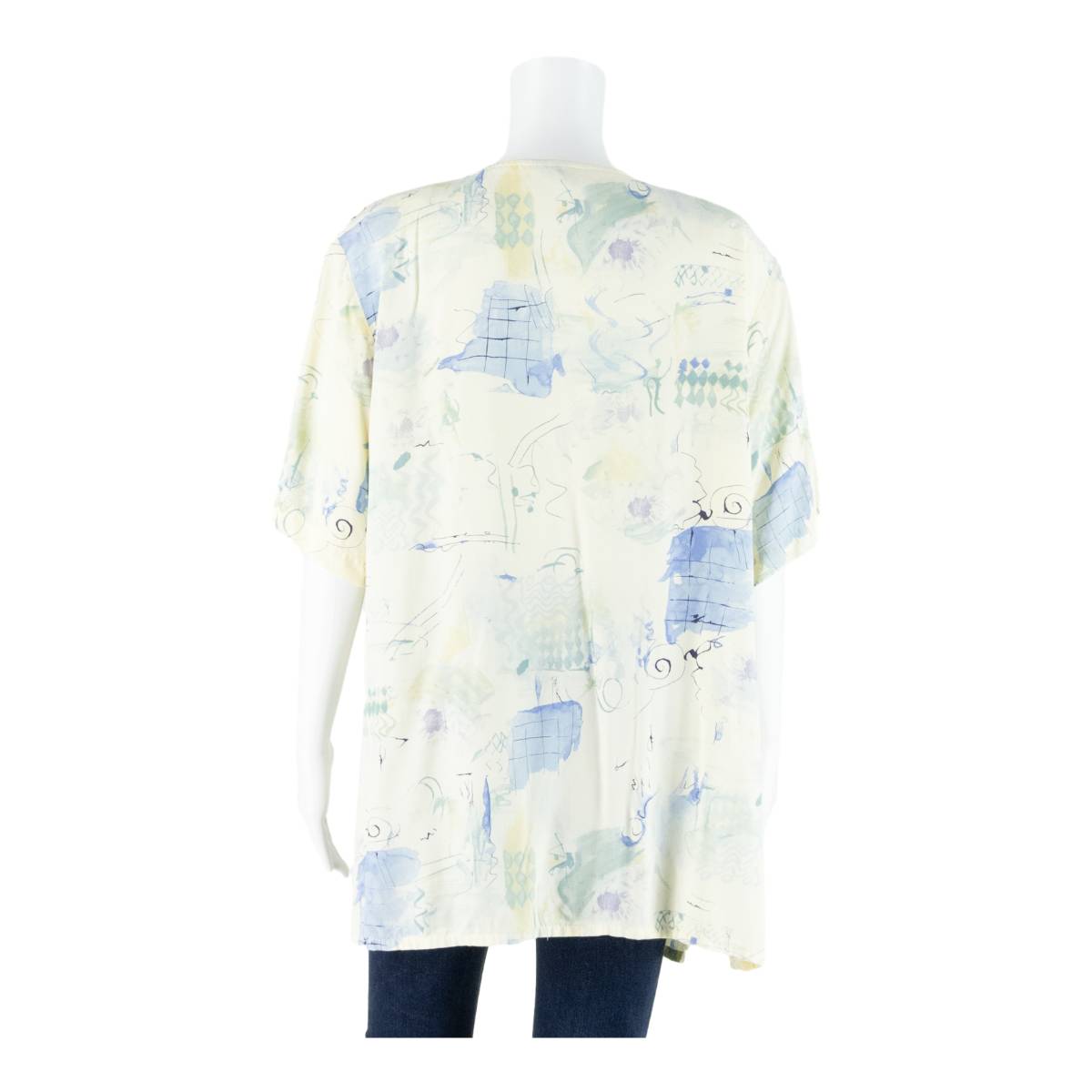 Womens Printed Blouse Cream 90s Crazy Pattern L