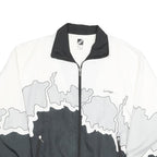 Womens White & Black Abstract Print Zip Jacket XS Polyester Outdoor Track Wear